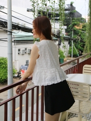 A29174 - A kiểu tay bèo cổ V xếp li phối ren