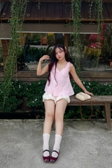 A29810 - Áo cổ V dây xoắn rã giữa