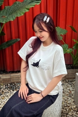 A29842- Áo thun crop in thêu Meow