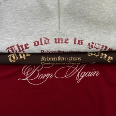 A29955- Áo sweater cổ zip thêu Born Again