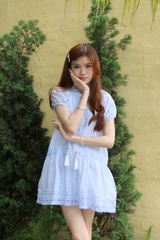 D6151 - D babydoll bèo lai xếp li dọc