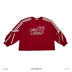 A29169 - A sweater phối ruy băng in thêu Merci Ribbon