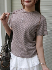 A29022- A thun sọc cổ tròn thêu nơ Trust