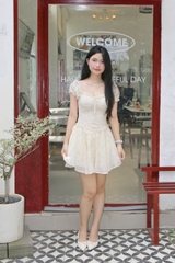 D6266- 	Đầm midi nhún bèo trước smocking thân sau