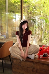 Q9886-Quần Jean ống cong nhẹ rã trước