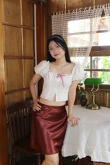V4137 - Chân váy lụa lửng trơn