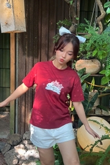 A29847- Áo thun gọn cổ tròn in thỏ Make a wish