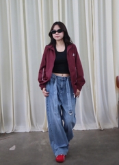 Q9912- 	Quần cullotes Jean phối dây