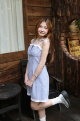 D6098 - D 2 dây sọc phối ren đính nơ