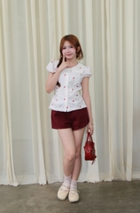 A29868 - Áo cổ sen buộc eo