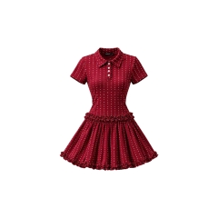 D6299 - Đầm polo nữ dáng xòe viền bèo