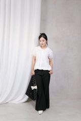 A29592 - A babydoll cổ sen tay buộc dây