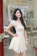 D6266- 	Đầm midi nhún bèo trước smocking thân sau