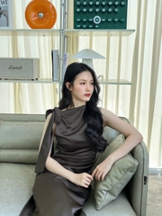 D6256- D lụa nhún eo cột nơ