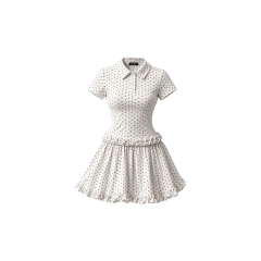 D6299 - Đầm polo nữ dáng xòe viền bèo