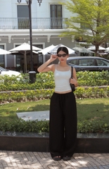 Q9787- 	Q linen nữ ống rộng lưng thun