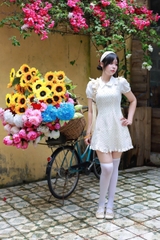 D6297-	Đầm kiểu mix nơ 2 bên vai