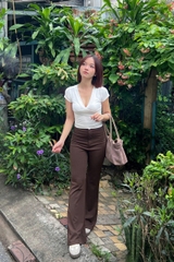 A29894 - Áo thun cổ v xếp ly ngực