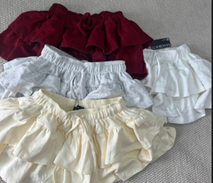 V4145 - Váy thun cotton ngắn 2 tầng buộc nơ