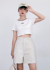 S3228 - S Short lưng thun nhấn li trước