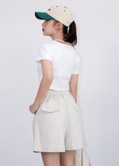S3228 - S Short lưng thun nhấn li trước