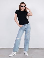Q8053 - Q J nữ ống đứng rách gối