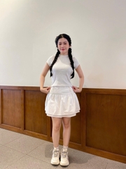 V3479 - V vải dài lưng thun kèm thắt lưng lưới