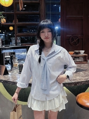 V3391 - 	V chân váy ngắn tầng bèo