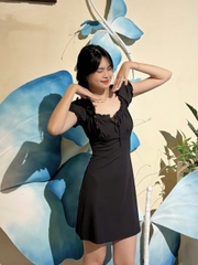 D5910 - Đầm thun dún thun ngực&tay