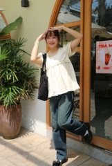 A27460 - A babydoll bèo 2 nơ sau tay búp