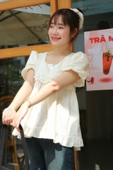 A27460 - A babydoll bèo 2 nơ sau tay búp