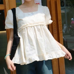 A27460 - A babydoll bèo 2 nơ sau tay búp