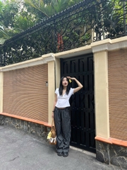 Q8447 - Q sọc dài đính nơ 2 bên