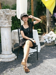 A27752 - A thun kiểu hoa nổi phối nơ