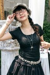 A27752 - A thun kiểu hoa nổi phối nơ