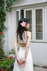 D6013 - D maxi linen hở lưng