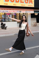 V3818 - V dài kaki rã thân trước