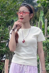 A27834 - A thun cổ tròn 5 nút 2803 thêu Da