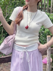 A27834 - A thun cổ tròn 5 nút 2803 thêu Da