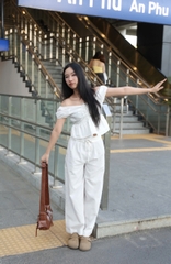Q8491 - Q dài sọc phối lưng thắt dây