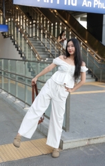 Q8491 - Q dài sọc phối lưng thắt dây