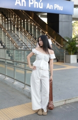 Q8491 - Q dài sọc phối lưng thắt dây