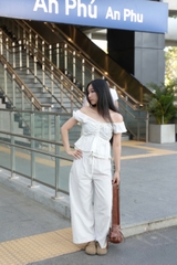Q8491 - Q dài sọc phối lưng thắt dây