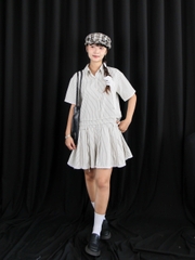 D6026 - D smi sọc xếp li thêu Foc
