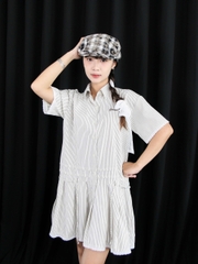 D6026 - D smi sọc xếp li thêu Foc