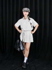 D6026 - D smi sọc xếp li thêu Foc