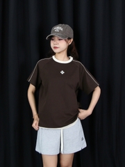 A27580 - A thun cổ tròn phối lai thêu kí hiệu hoa