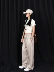 Q8522 - Q culottes sọc lưng thun nhấn li trước