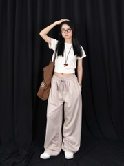 Q8522 - Q culottes sọc lưng thun nhấn li trước