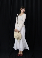 K3071 - K cardigan TD phối ren nơ